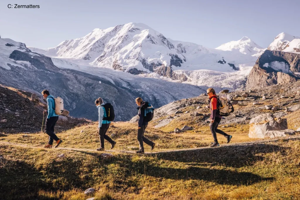 Hiking in the mountains near Zermatt