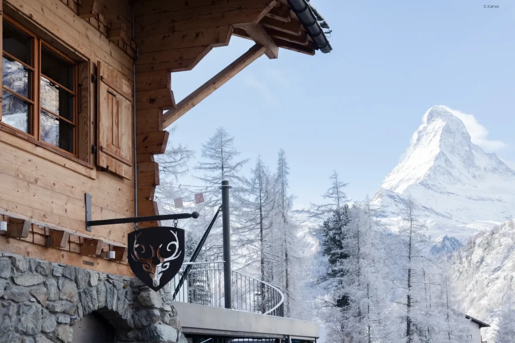 Zermatt Ski lodge with Matterhorn in background