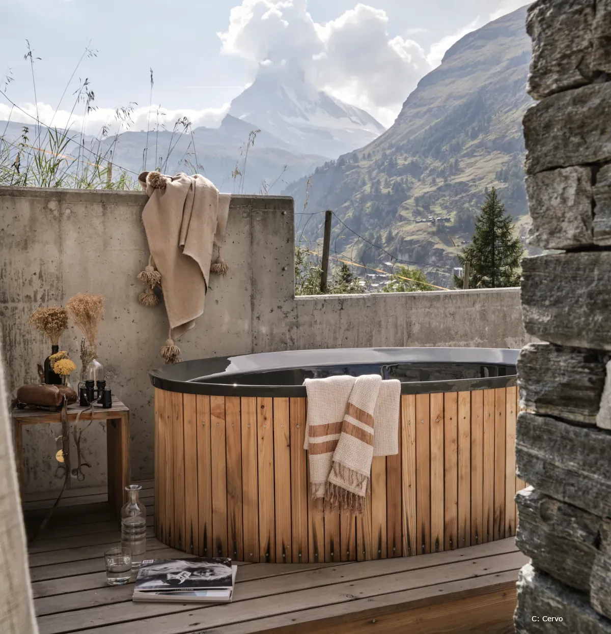 Hot tub with view of Matterhorn