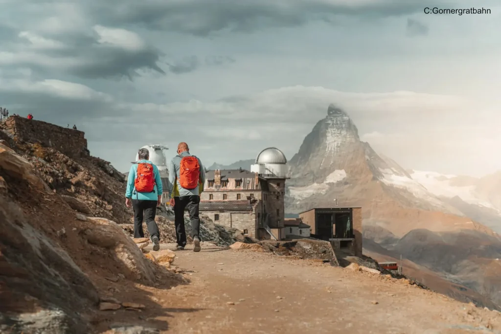 Hiking the Swiss Alps with Matterhorn in background